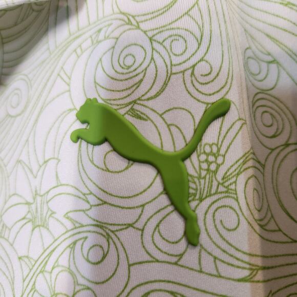 PUMA MATTR Gust O Wind Green White Floral Wind Swirl Design Golf Polo Mens 2XL - Picture 8 of 11